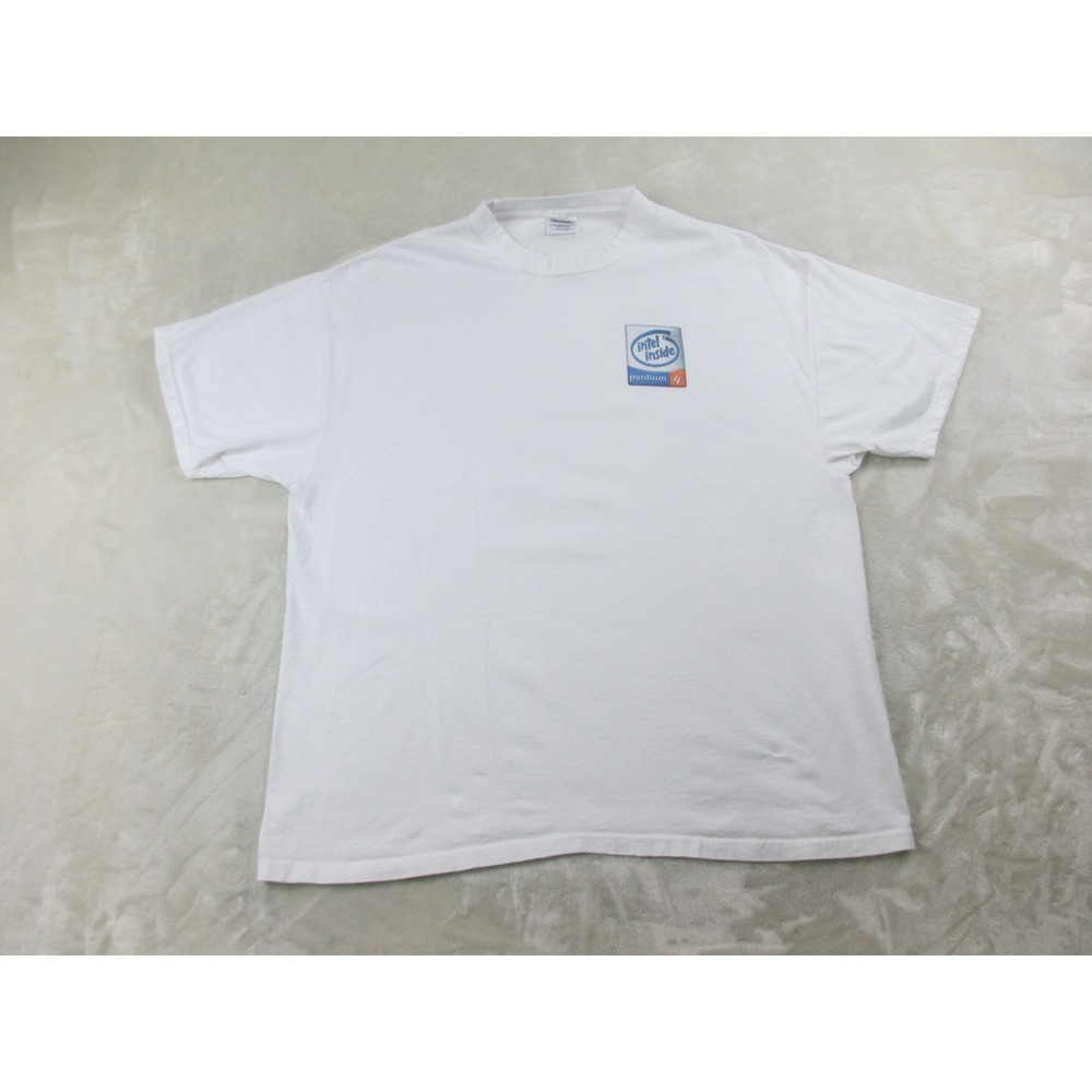 VINTAGE Intel Inside Shirt Mens Extra Large White Pentium 4‎ Processor Computer